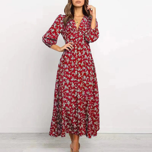 Chloé | Robe Longue Bohème à Imprimé Floral Élégant 0