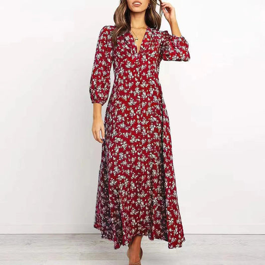 Chloé | Robe Longue Bohème à Imprimé Floral Élégant 1